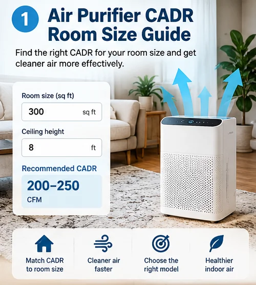 Illustration of an air purifier in a living room